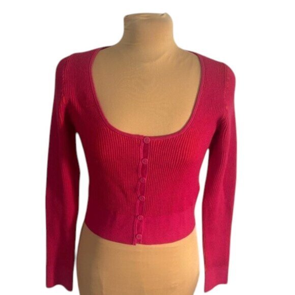 J. Crew Pink Crop Two-Tone Button Front Cardigan Size Small - Picture 1 of 6